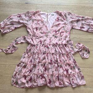 Speechless Pink Floral Tiered Midi Dress